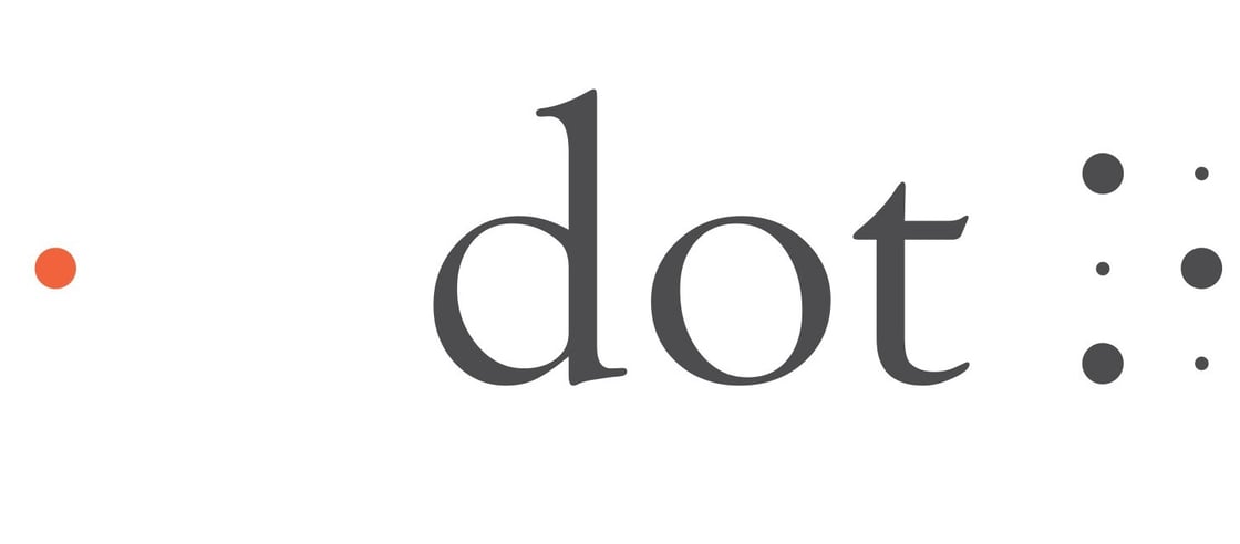 Logo for Dot Incorp written in text and braille